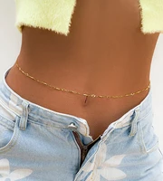 simple imitation crystal single layer sweet and cool spice girl waist ornament body chain