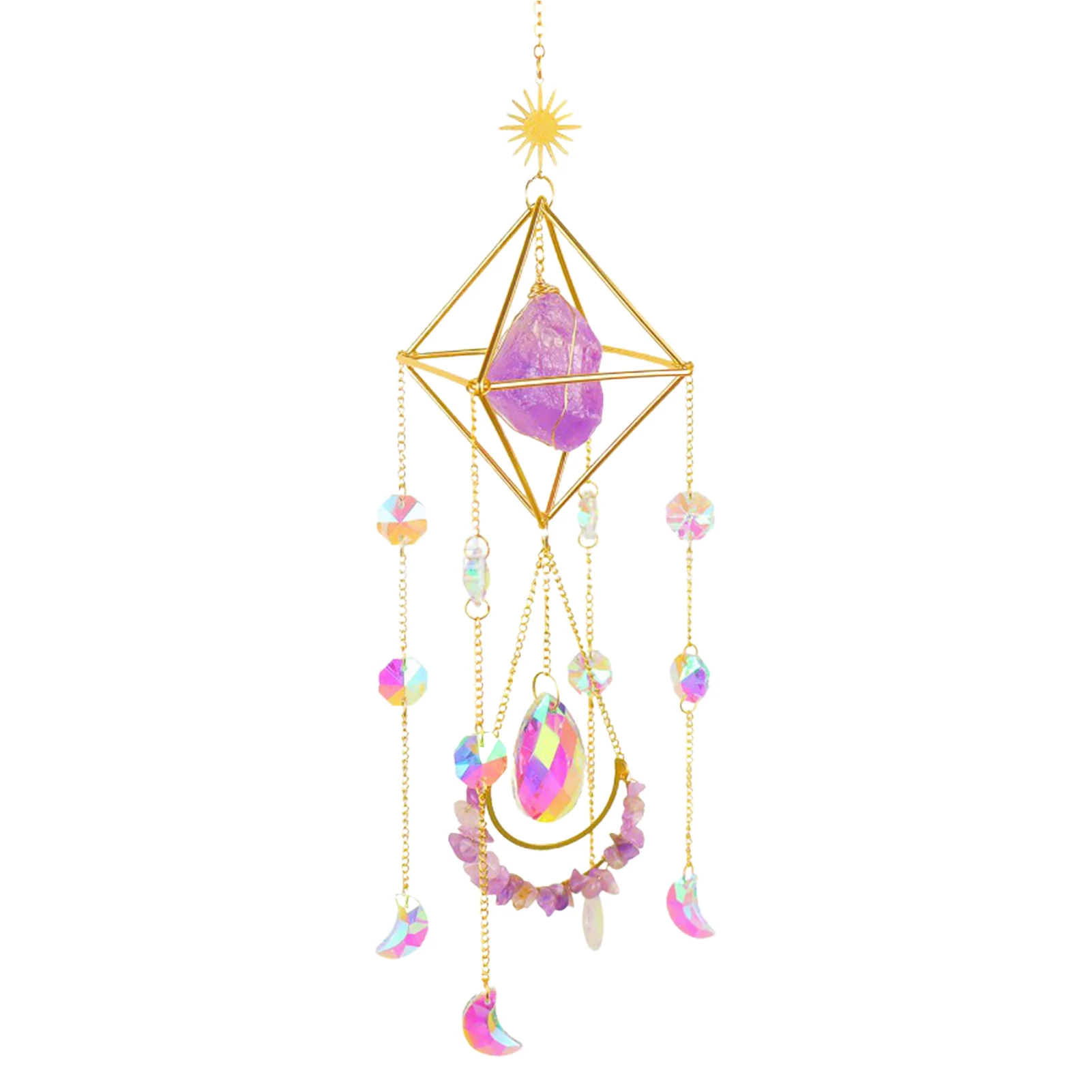 

Crystal Sun Catcher Suncatcher with Prisms Cast Rainbow Lighting Everywhere Wind Chimes with Chain Window Garden Decoration Orna