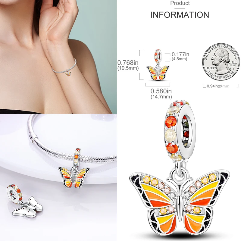 PAMELA 925 Sterling Silver Butterfly Boy Girl Bead Elephant Angel Charm plata de ley Original For Bracelets Jewelry Pendant |