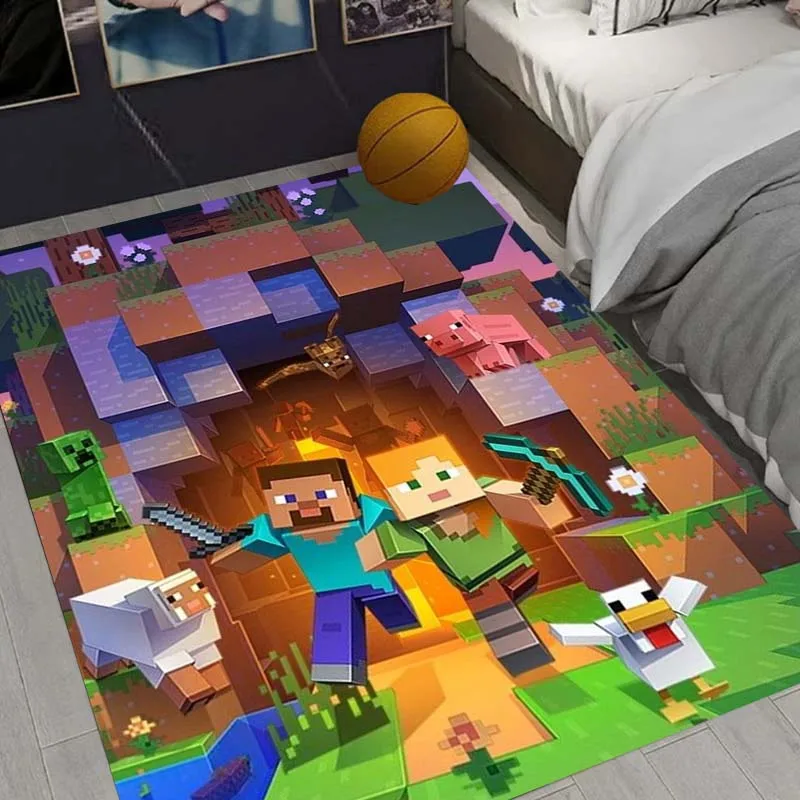 Фото Классический коврик в стиле M-Minecraft с пиксельным дизайном, 1 шт., для гостиной, нескользящий, мягкий, для спальни, детской игровой комнаты, дивана, домашнего декора, придверный коврик. №5