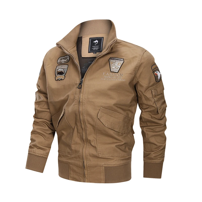 

Tactics Jacket Men Autumn Spring Bomber Cotton Coat Plus Size Embroidery Airplane Pilot Cargo Jackets Male Jaqueta Masculina