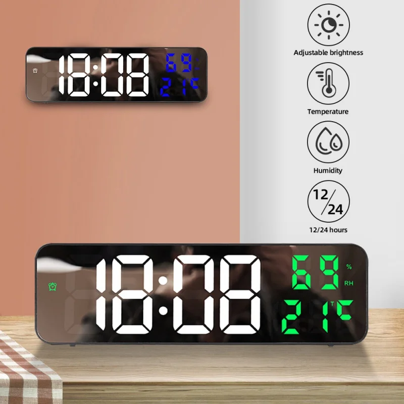 With Temperature Humidity Date Display Alarms Clock 12/24hou