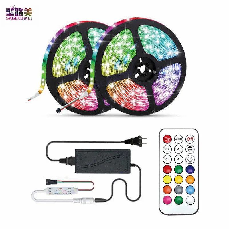 

1Set 10M 12V WS2811 30led/M White PCB RGB IC Pixel Strip Light tape + 1pcs 21KEY RF Remote Controller + 1pcs 12V 5A LED Adapter