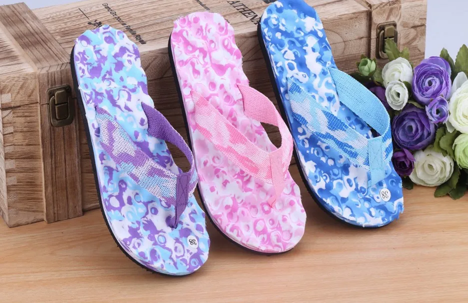 

Women Flat Slippers men's Summer Bohemia Floral Beach Sandals Platform Thongs Slippers Flip Flops For Male