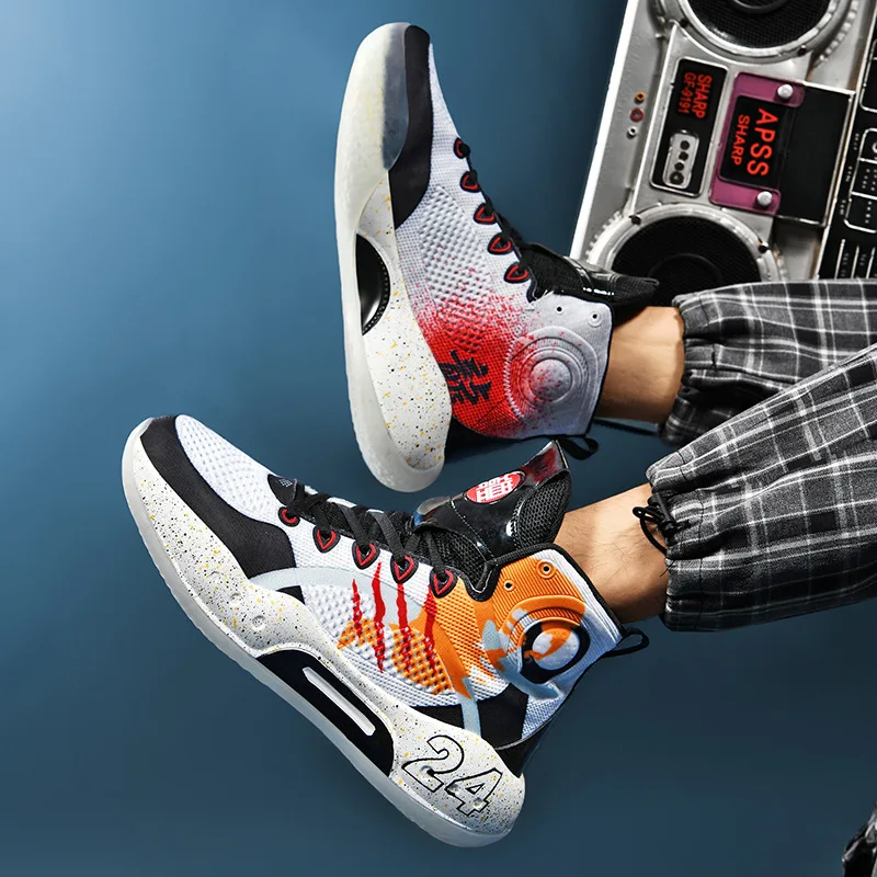 High top woven Sneakers Men's basketball shoes youth sneaker