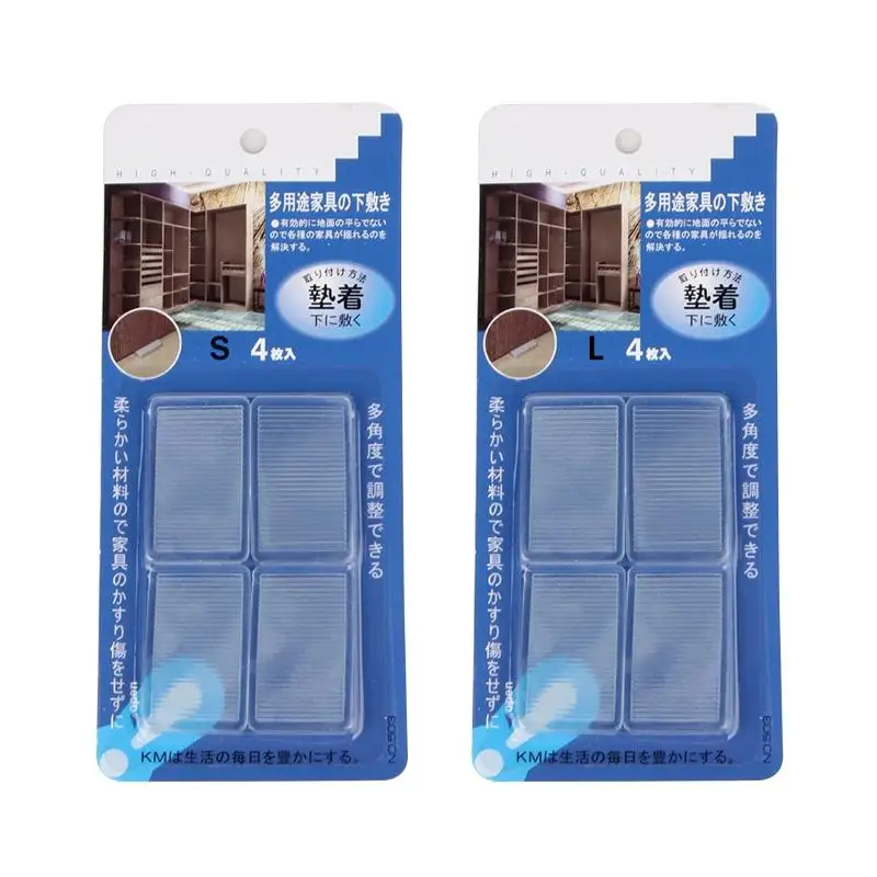 

4 Pcs Rubbery Clear Table Shims Level Wedges for Home Improvement Transparent