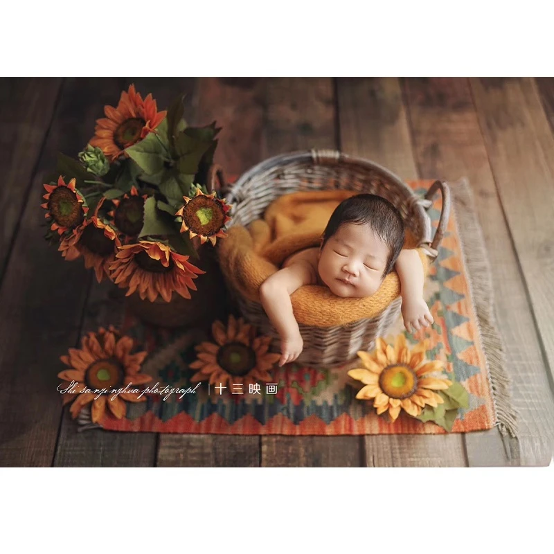 Подсолнух букет новорожденных Фотография реквизит фон искусственный цветок мех