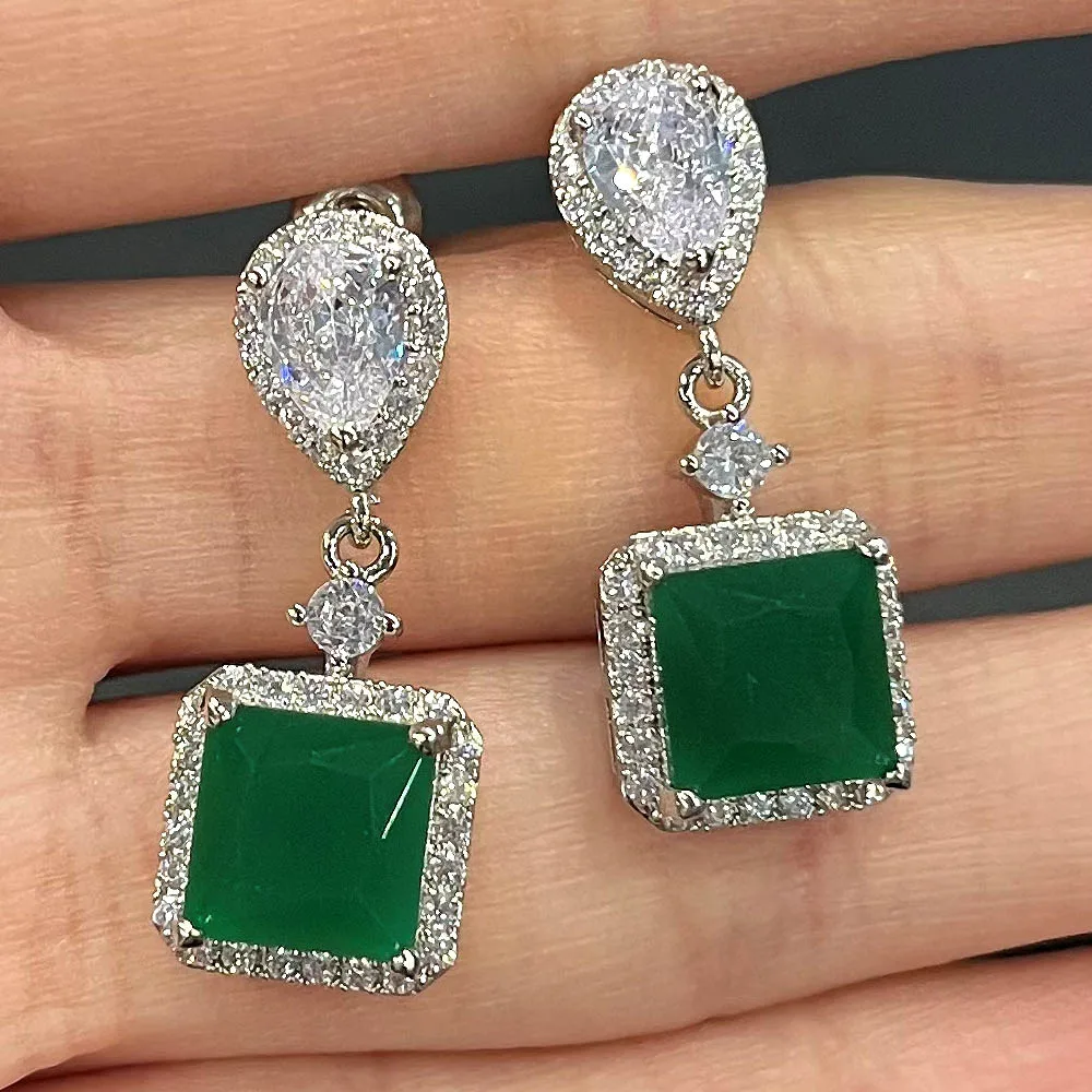 

CAOSHI Fashion Temperament Lady Party Earrings with Bright Green Pendant Delicate Design Anniversary Gift Luxury Female Jewelry