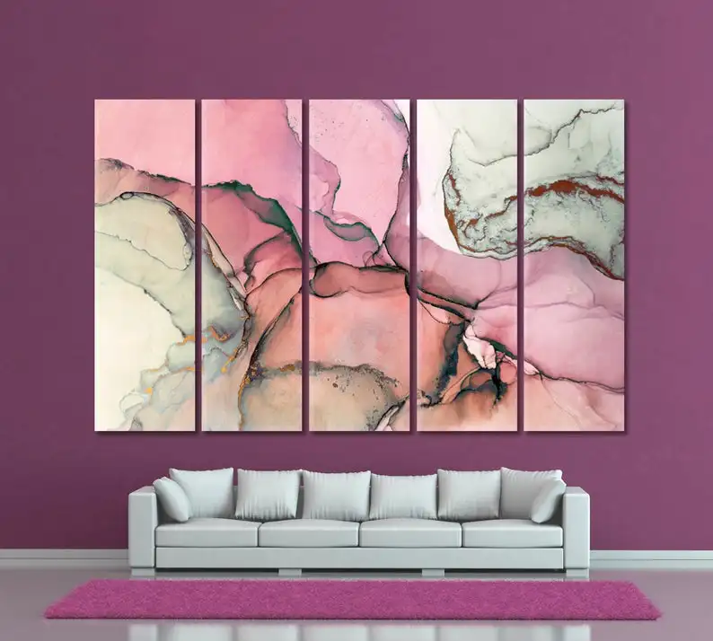 Современный абстрактный Настенный декор Swirl Мраморная чернильная живопись на