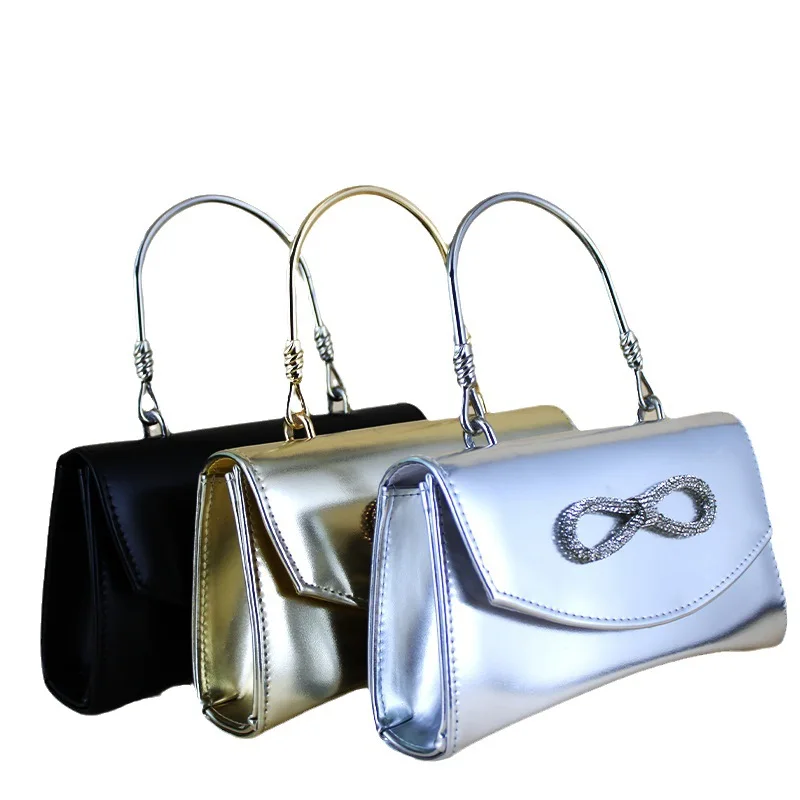 

Bow Tie Glossy Banquet Bag European And American Women's Handbag 2023 New Evening Dress Bag Women's Party Bags