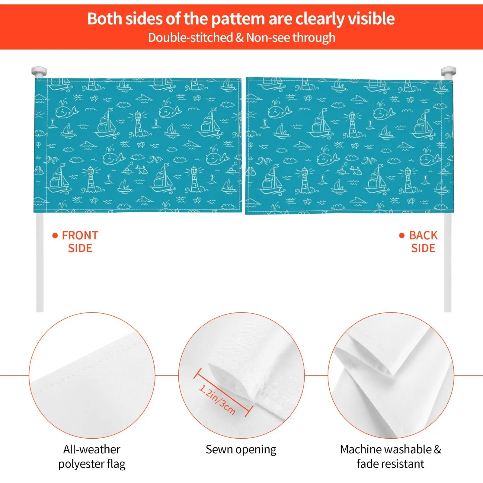 Флаг автомобиля флаг бретонская шляпа с голубым рисунком |