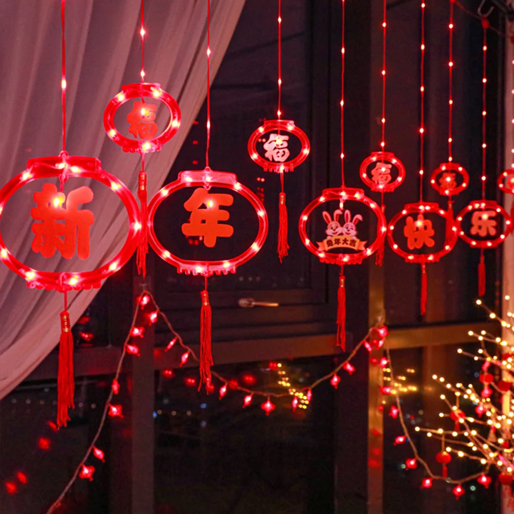 

Chinese New Year Decoration Festival Pendant Knot Fu Character Lantern Remote Control Waterproof Home Room Decor Holiday Gift