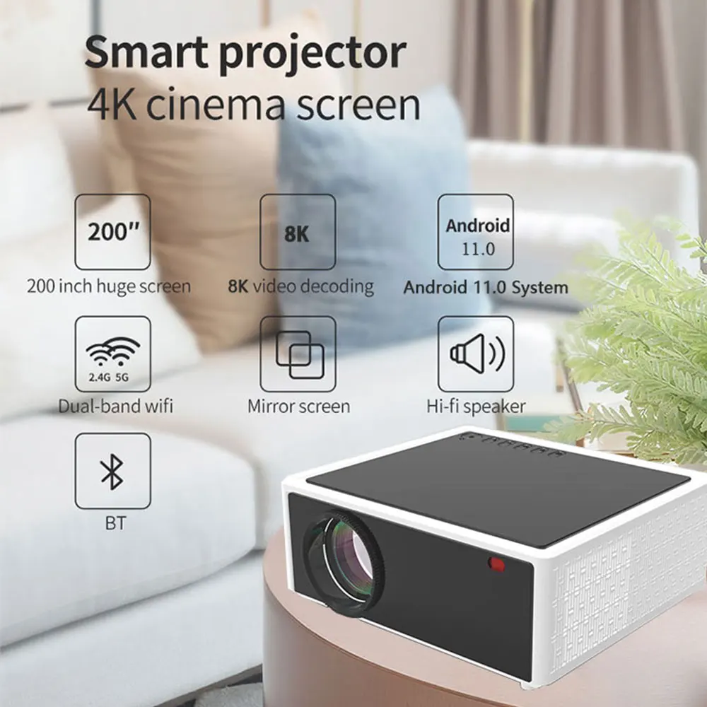 Беспроводной 3D-проектор 4K родной 2K 2560*1440P и высокое передаточное число 10000:1 Android TV