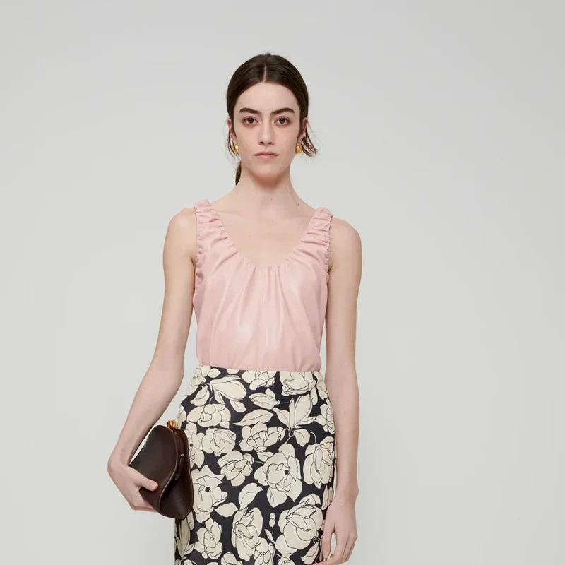 

Женская футболка из искусственной кожи, без рукавов