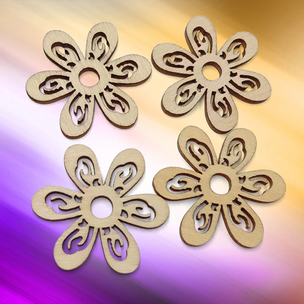

Wood Craft Wooden Flower Crafts Cutouts Unfinished Ornaments Diy Shapes Decoration Supplies Rustic Slices Scrapbooking Discs
