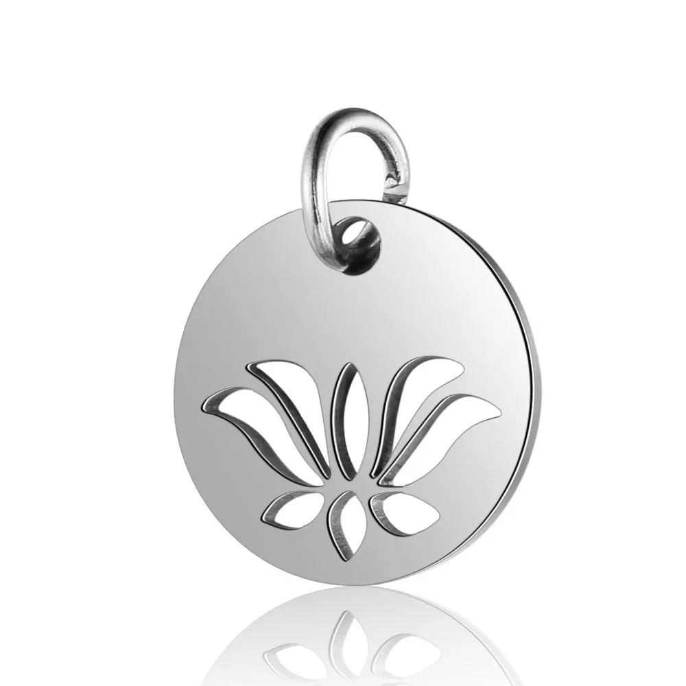 

10Pcs/Lot Fashionable Stainless Steel Lotus Pendant For Making Necklaces Bracelets Keychains and Jewelry