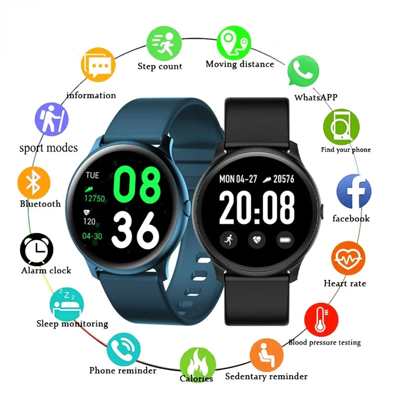 

KW19 Смарт-часы для женщин и мужчин с пульсометром IP67 водонепроницаемые 2022 новые спортивные часы фитнес-трекер для Android IOS