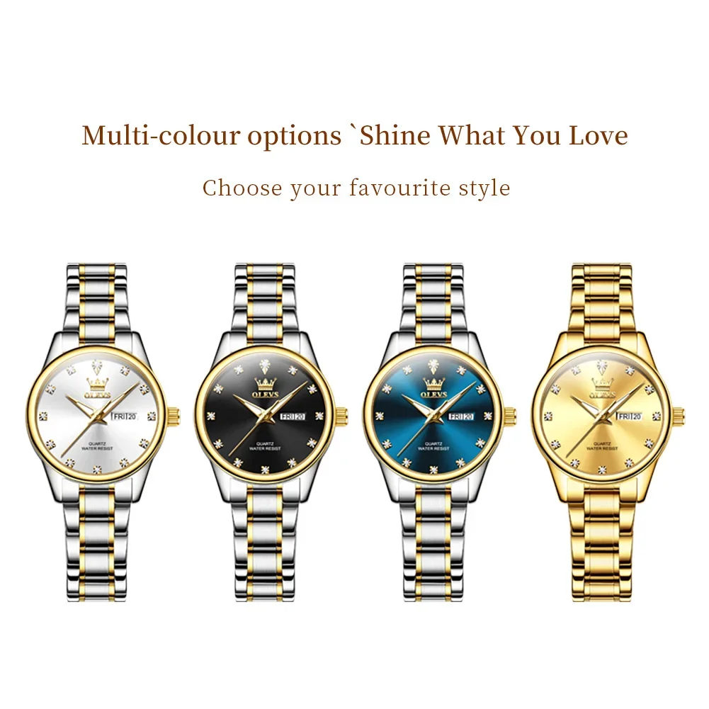 OLEVS оригинальные кварцевые часы для женщин классические отдыха из нержавеющей