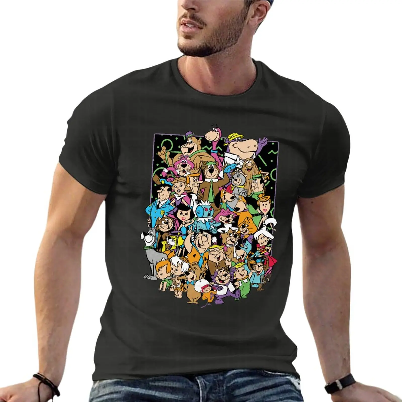 

Hanna Barbera Collage Funny Oversized T-Shirts Harajuku Men'S Clothes Short Sleeve Streetwear Large Size Tops Tee