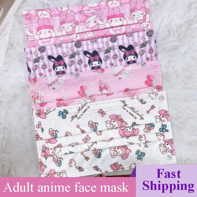 

Anime Adult Disposable Face Mask Kawaii Cartoon Mascarillas 3layer Anti-dust Breathable Earloop Protective Masque Women Girl