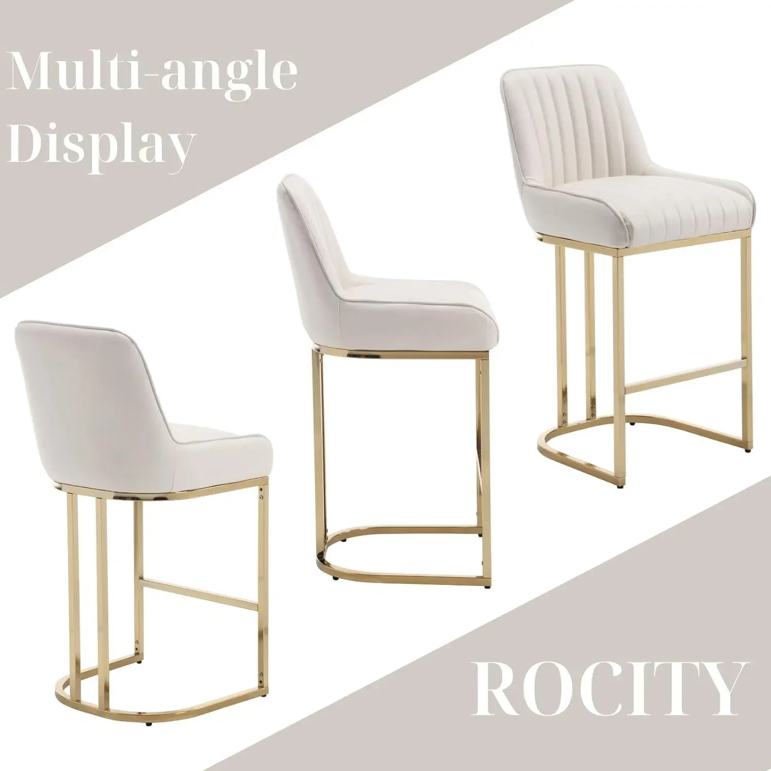 Кожаные табуреты со золотыми ножками 26-дюймовые современные барные стулья