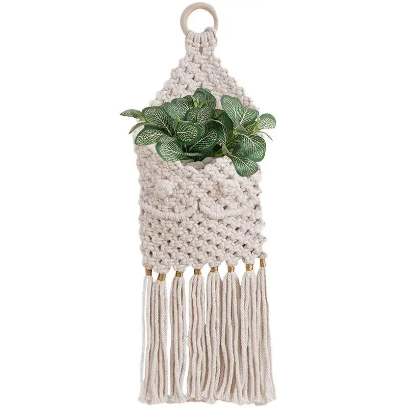 

Macrame Wall Holder Boho Wall Pocket For Dried Flowers Woven Tapestry Blanket Hang Dried Flower Hanger For Bathroom Bedroom