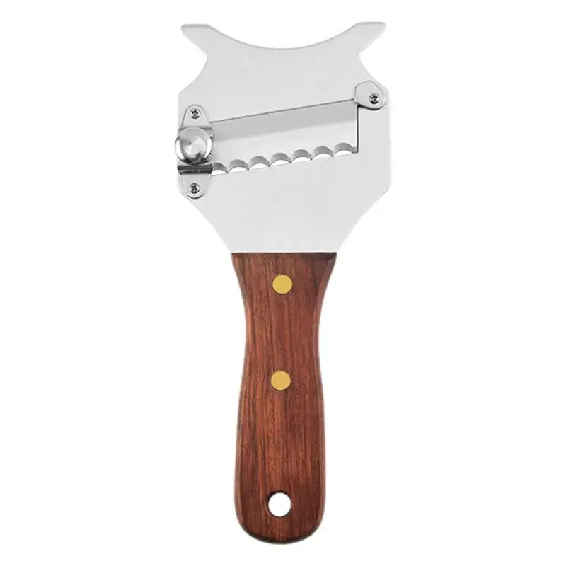 Wavy Mouth Stainless Steel Truffle Slicer Non Slip Machine Washable Kitchen Gadgets Small Cutters With Wood