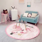 Мультяшные коврики для детской комнаты, круглые коврики серии розового единорога, фламинго, ковер для гостиной, спальни, коврики для детей, коврики для салона
