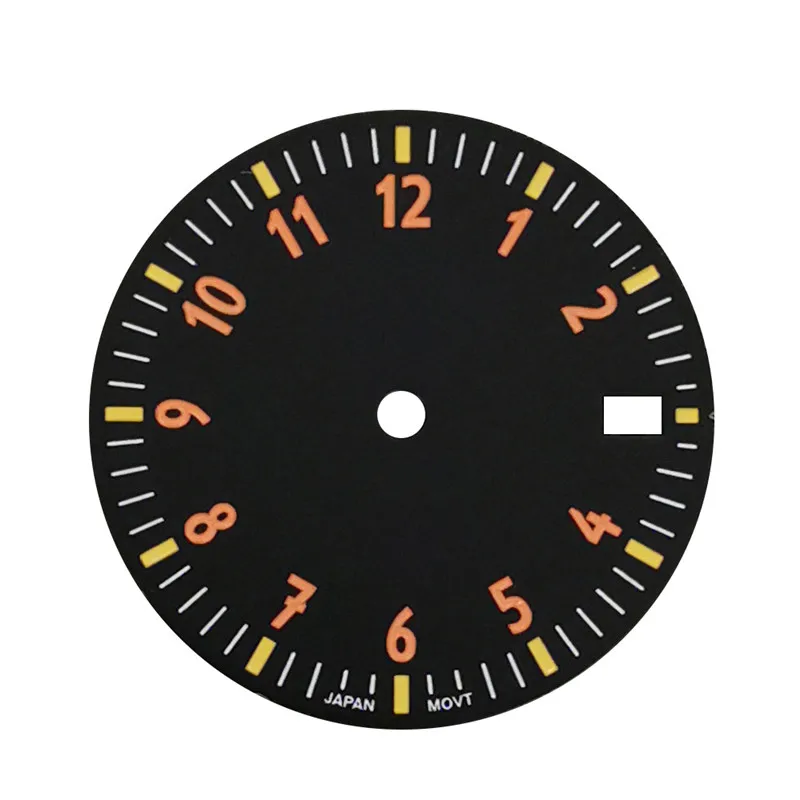 Mod 28.5mm New Green Luminous Date Window Watch Dial Literally Fit for NH35 NH36 4R 7S Movement