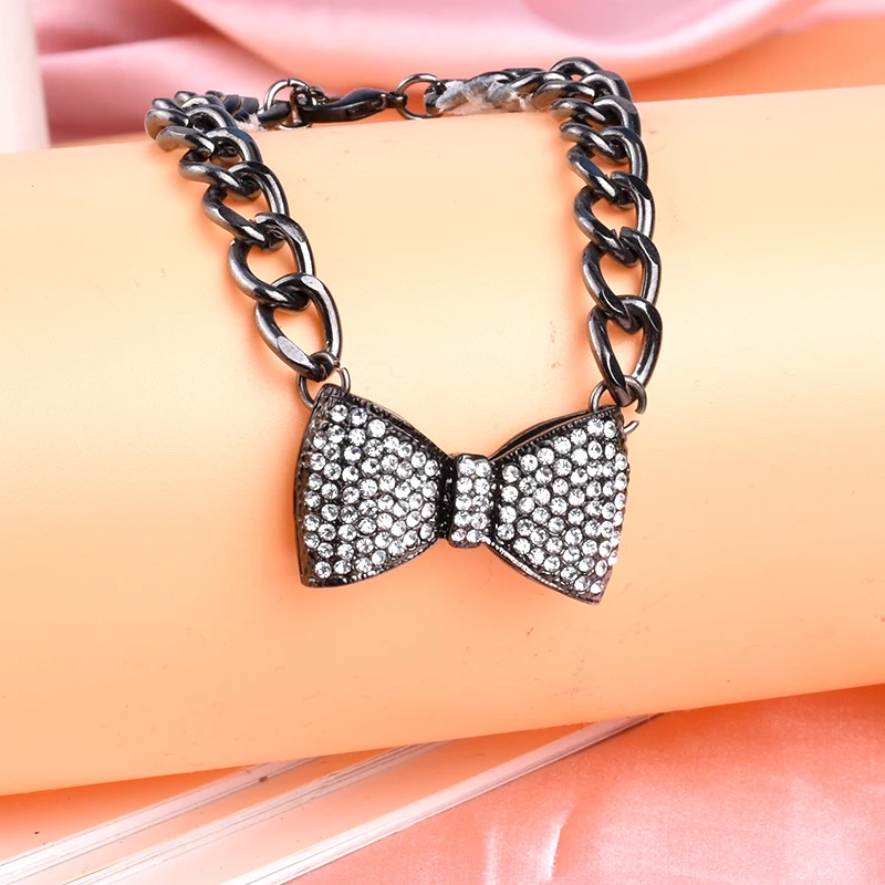 

New Rhinestone Bow Fashion Bracelet for Women Geometric High Quality Luxury Cuff Elastic Cord Girls Initial Jewelry