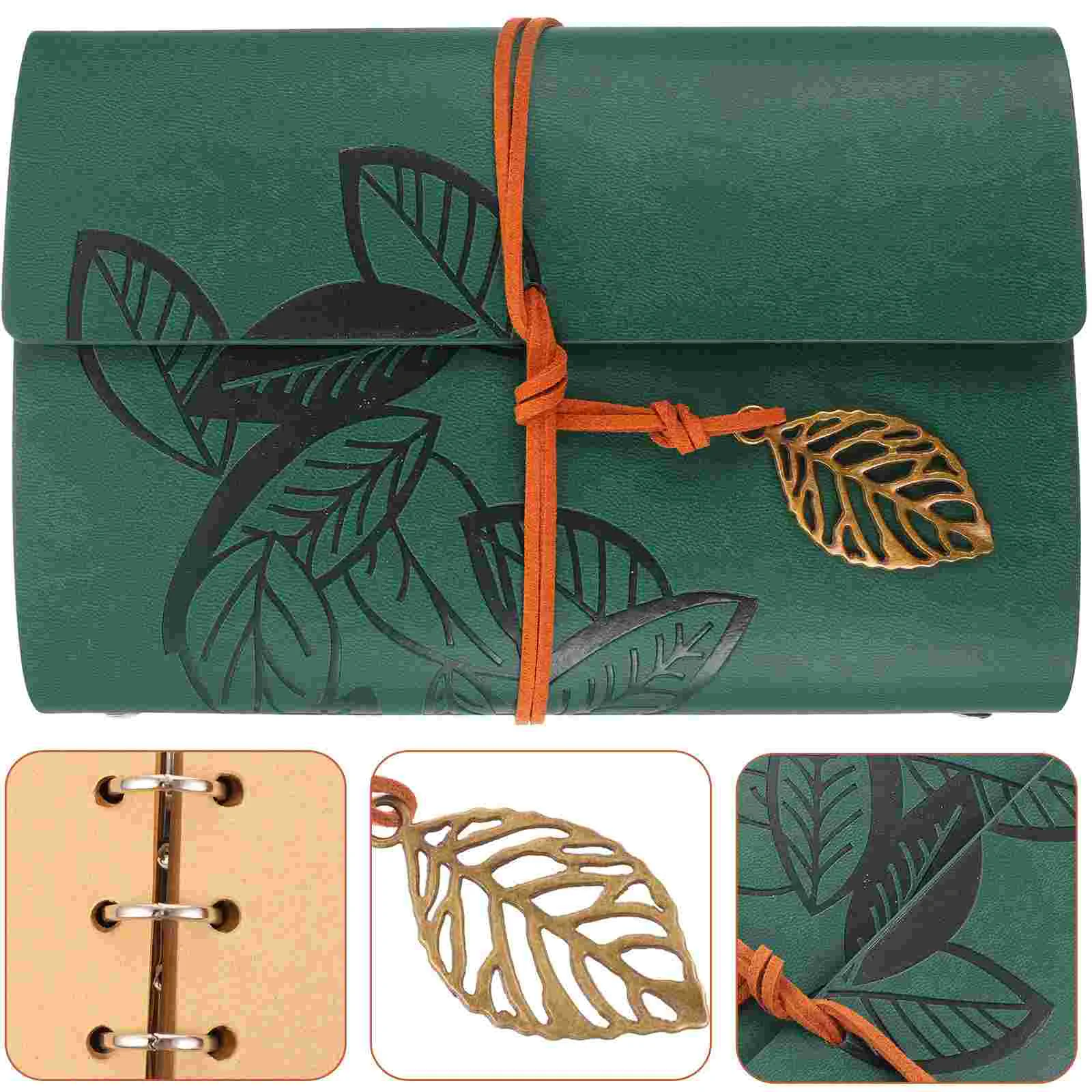 

Vintage Style Leaf Leaves Pattern PU Cover Loose-leaf String Bound Blank Notebook Notepad Travel Journal Diary Jotter - Size L