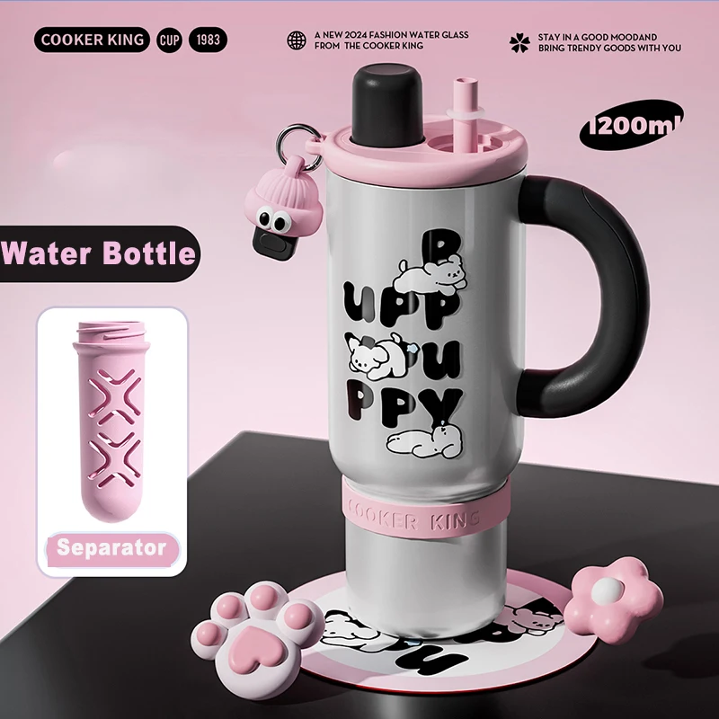 

Термокружка COOKER KING 1200 Мл Из Нержавеющей Стали Для Женщин – Термос Для Чая С Соломинкой, Герметичный, Большой Емкости