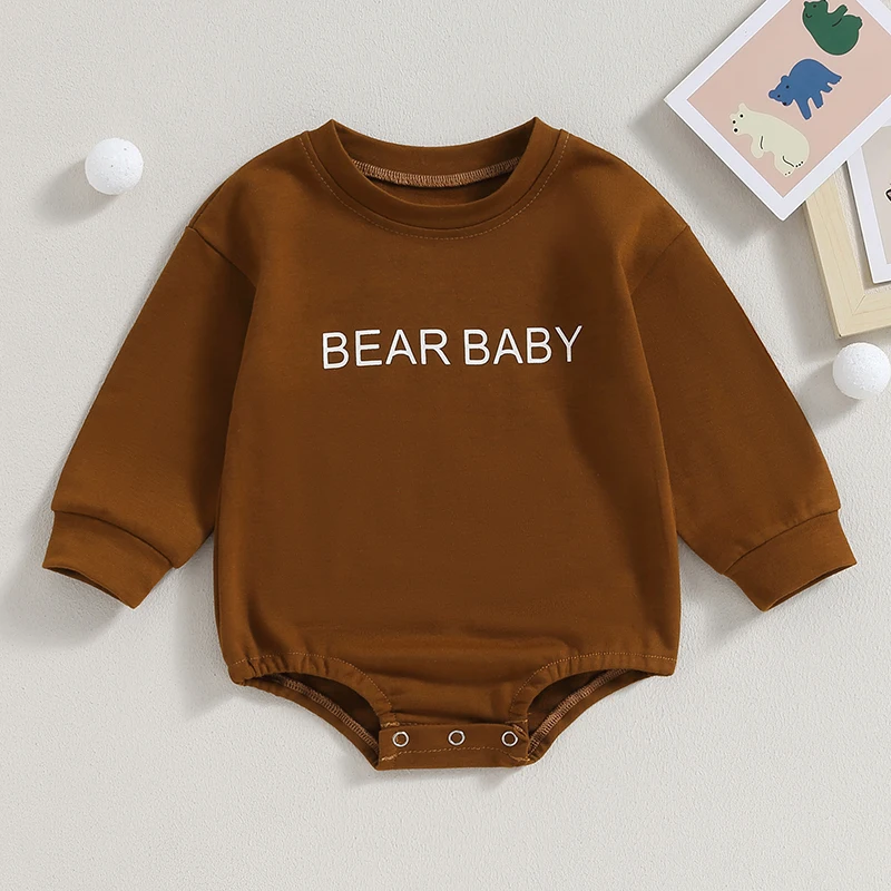 

Свитшот для маленьких девочек и мальчиков, комбинезоны с буквенным принтом, с длинным рукавом, одежда для малышей, Осенние боди