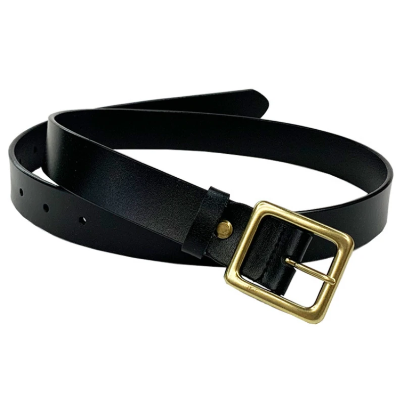 

Cowhide Leather Belt Women's Simple Korean Ins Style Belt Square Buckle Fashion Casual Jeans Decorative Belt