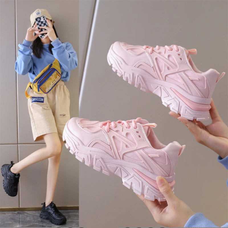 

Pink Daddy Shoes Women's 2022 Spring And Autumn New Korean Version Thick-Soled Sponge Cake Casual Sports Shoes Women's Shoes