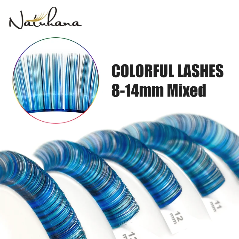 

NATUHANA Mix Color lashes Extensions Colorful Eyelashes Mink Fake Individual Rainbow Colored Lashes 8-14mixed Makeup Cilios