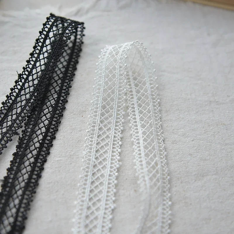 Лента для волос 2 м/лот черно-белая Ширина 22 мм кружевная лента из сетки