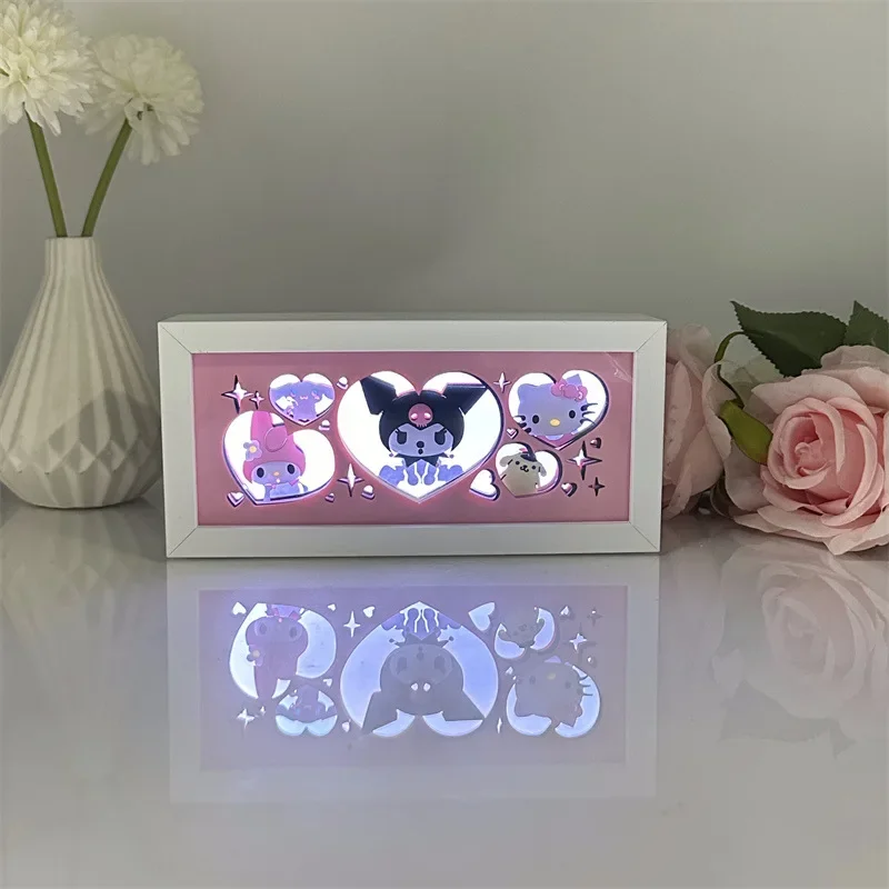 Мультфильм аниме sanrio разноцветная лампа для резьбы по бумаге светодиодная
