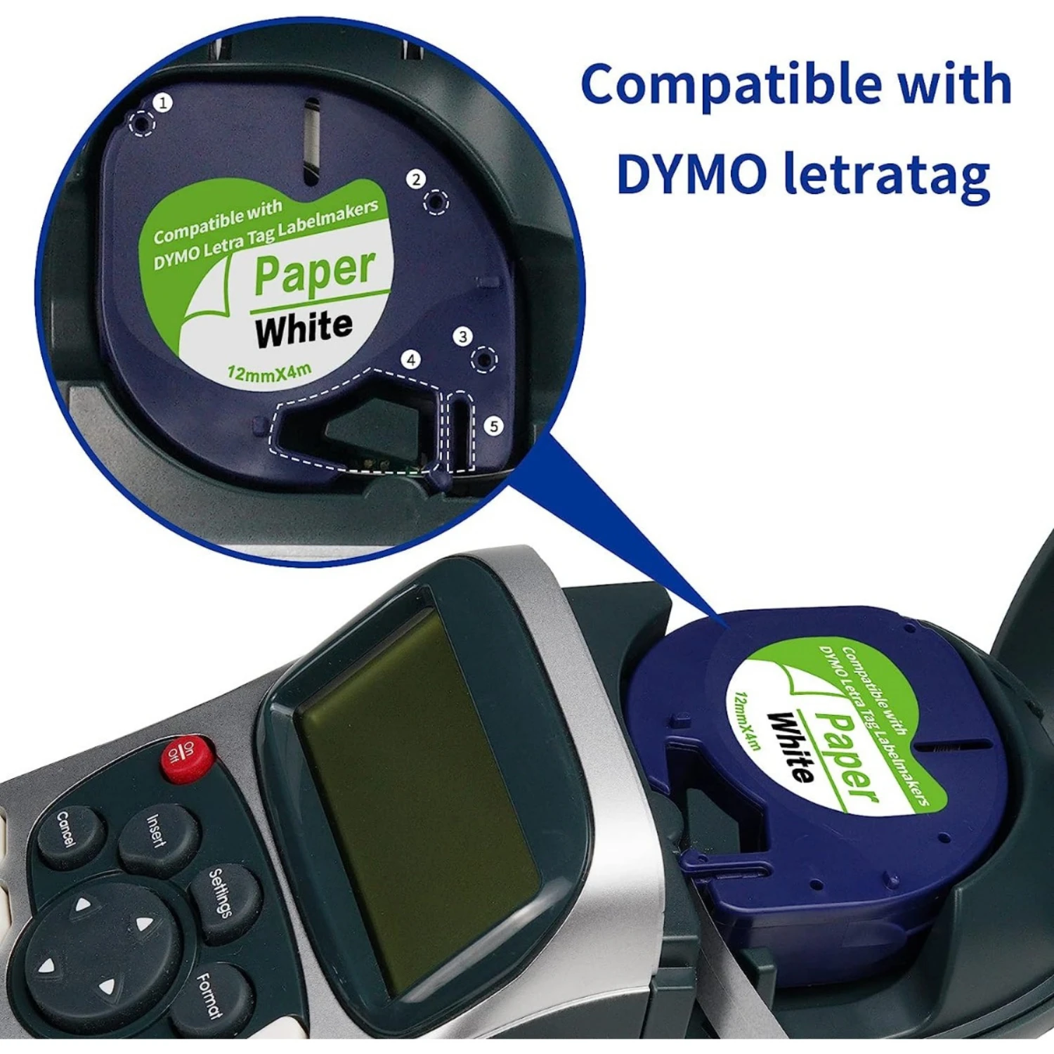 Лента для этикеток в упаковке из 15 штук совместимая с запасами DYMO LetraTag белая