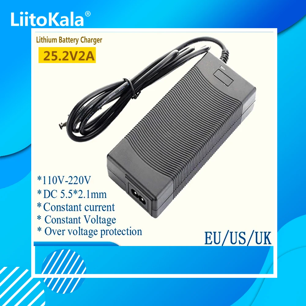 

LiitoKala 6S 25.2V 2A 24V Battery Pack Power Supply Lithium Li-ion Batterites Charger AC 100-240V Converter Adapter