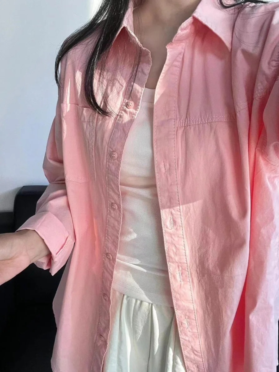 Женская рубашка из 00% хлопка Модная тонкая Свободная Повседневная приталенная в