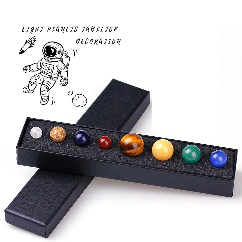 

8PC Natural Crystal Ball Eight Planets of The Solar System Stone Universe Galaxy Sphere Beads Energy Healing Ore Gem Specimen