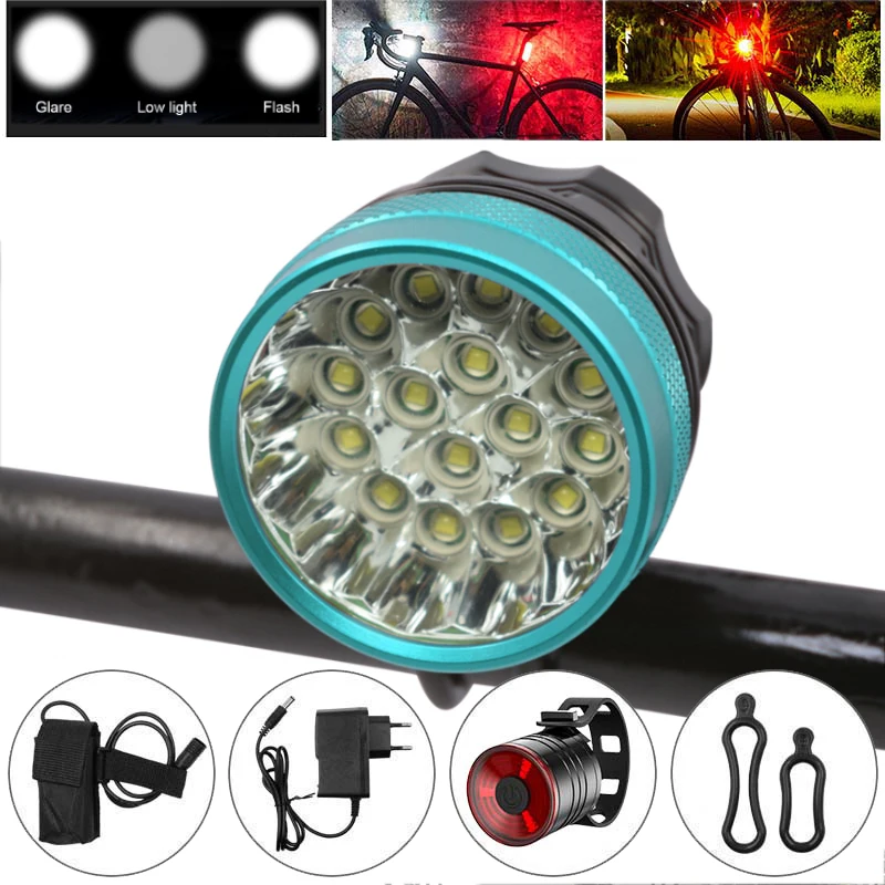 

Bike Light XM-L 16*T6 LED MTB Bicycle Front Headlight 40000 Lu Rechargeable 18650 Battery Pack Cycling Safety Warning Light