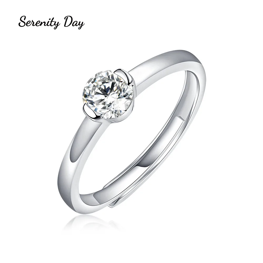 

Serenity Day 0.5ct 5mm Round Cut EF VVS1 Moissanite Ring 925 Silver Ring Diamond Test Passed Fashion Love Token Girlfriend Gift