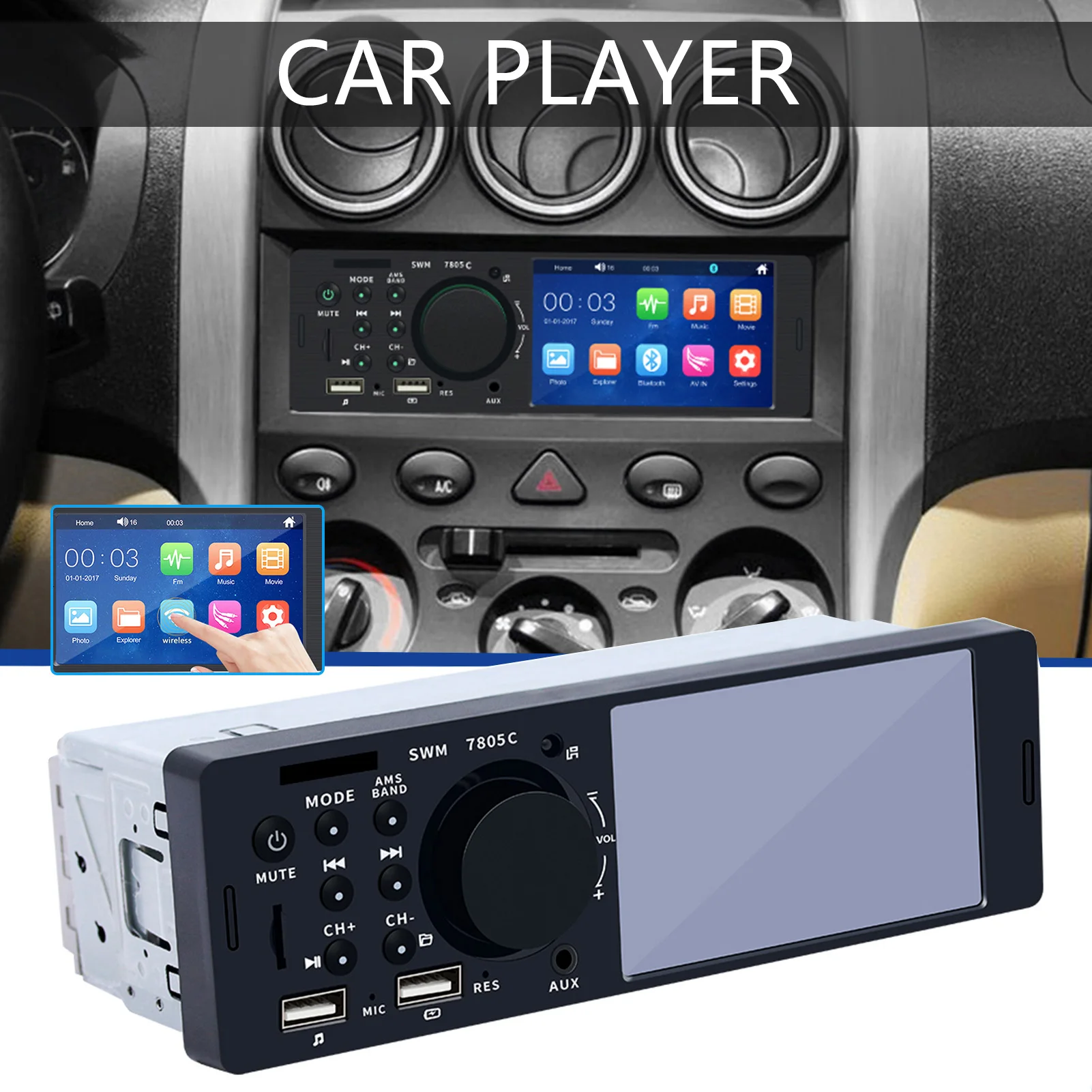

4-дюймовый экран, Bluetooth-совместимый автомобильный музыкальный плеер, многофункциональный автомобильный музыкальный плеер, автомобильные принадлежности
