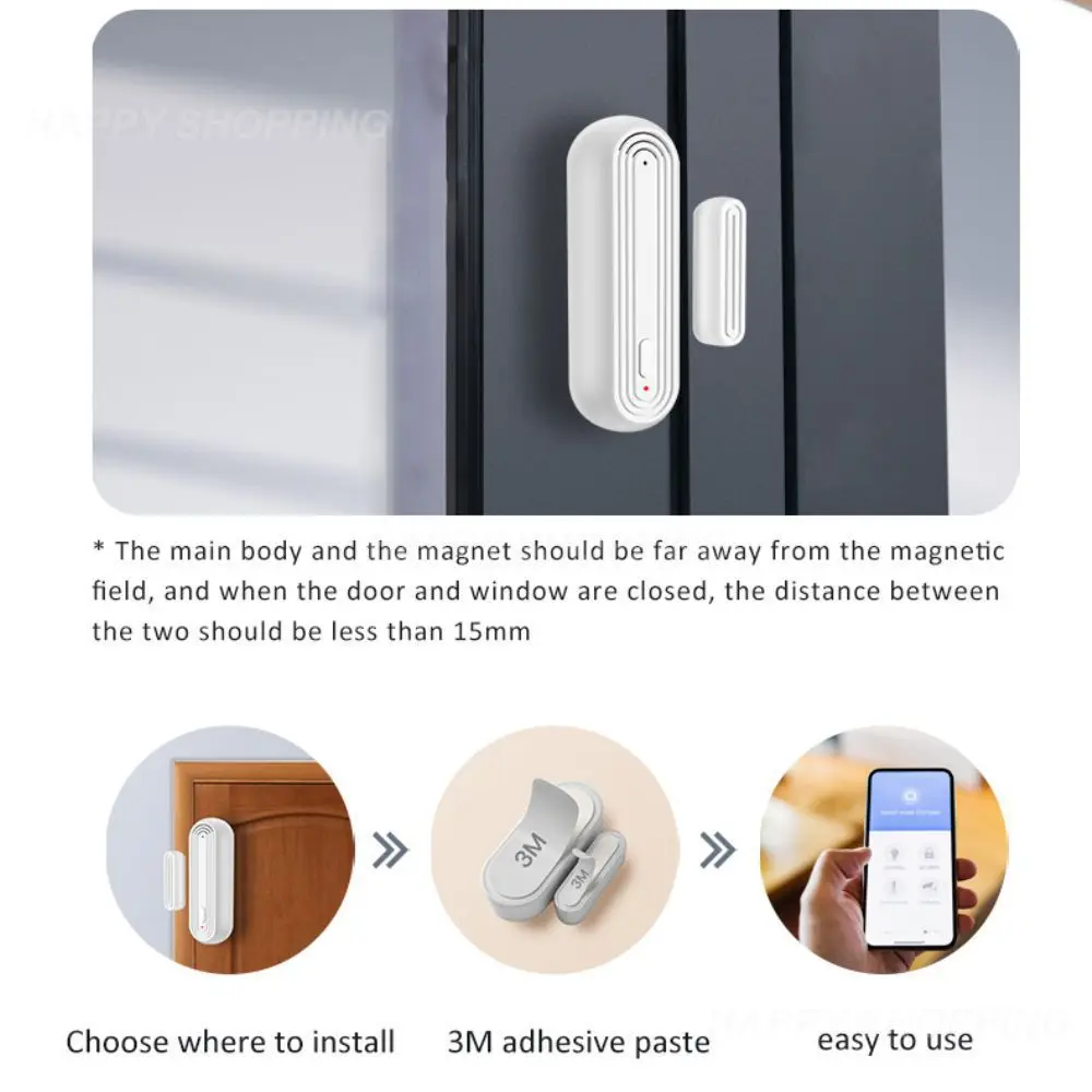 

Door Magnetic Smart Life Low Battery Alert App Pushes Alarm App Remote Control 90db Loud Siren Smart Home Window Detector Tuya