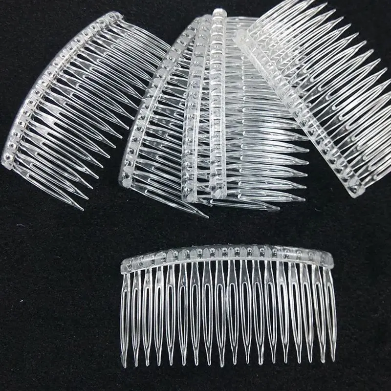 

7x5cm 15 Teeth Fancy DIY Plastic Hair Clip Comb Women Bridal Wedding Veil Holder Transparent Beauty Styling Tool 2022 trend