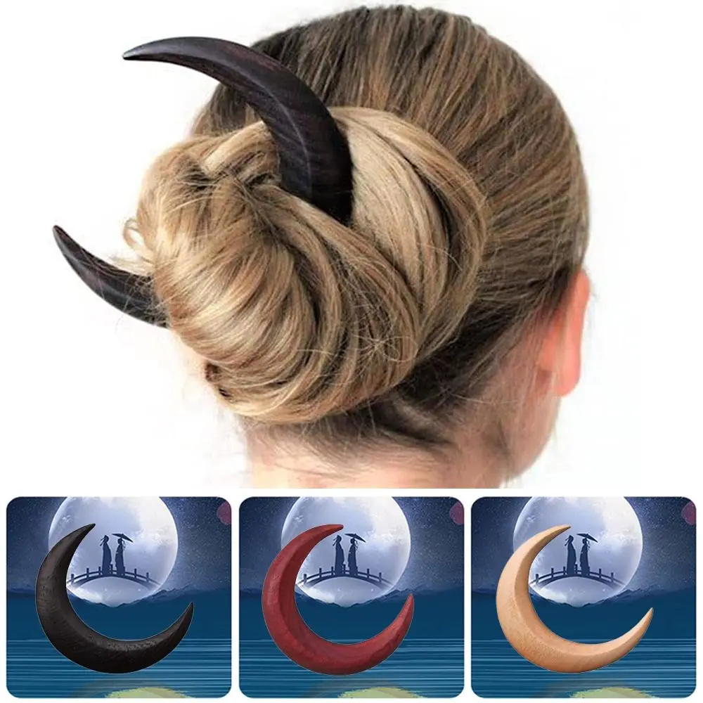 

Вилка для волос «Луна» Рамадан, деревянные шпильки для волос ручной работы для женщин, инструменты для укладки волос, аксессуары для волос