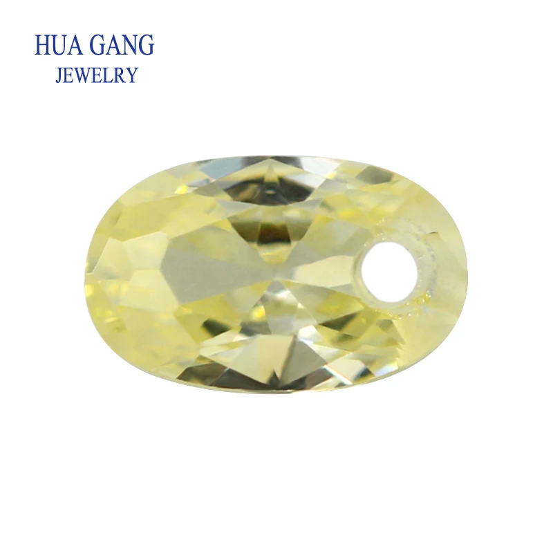 

One Hole Lemom Oval Shape Cubic Zirconia Brilliant Cut Loose CZ Stone Synthetic Gems Beads For Jewelry Size5X7-12X14mm