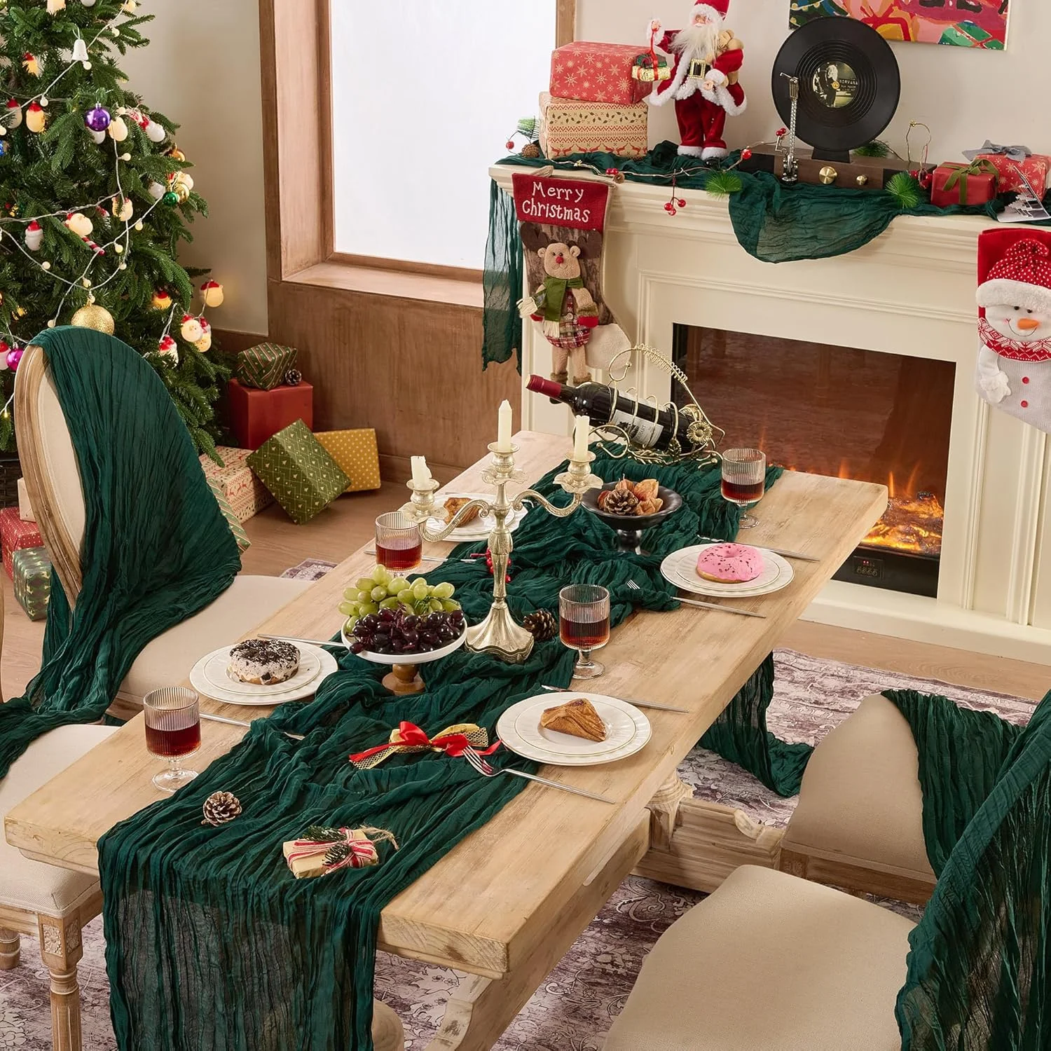 

Рождественский декор, марлевая дорожка для стола, свадебная винтажная марля, прозрачная обеденная вечеринка, банкетная арка, наложение, драпировка, декор для торта, стола